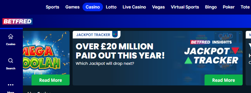 betfred Casino Homepage