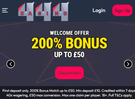 444 Casino Welcome Offer