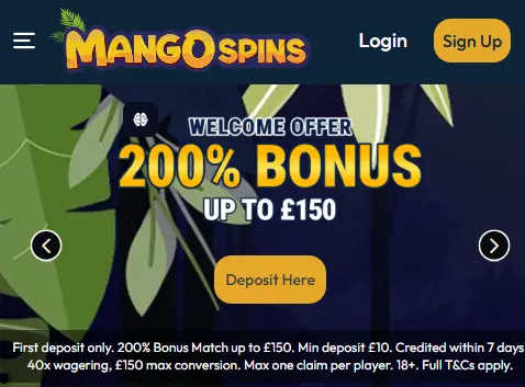 Mango Spins Welcome Offer