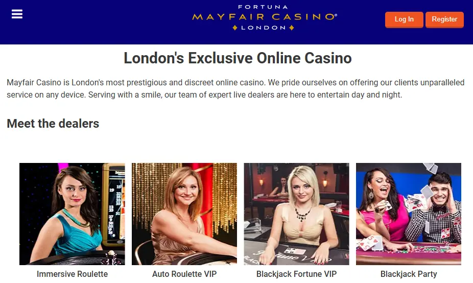 Mayfair Casino London Games