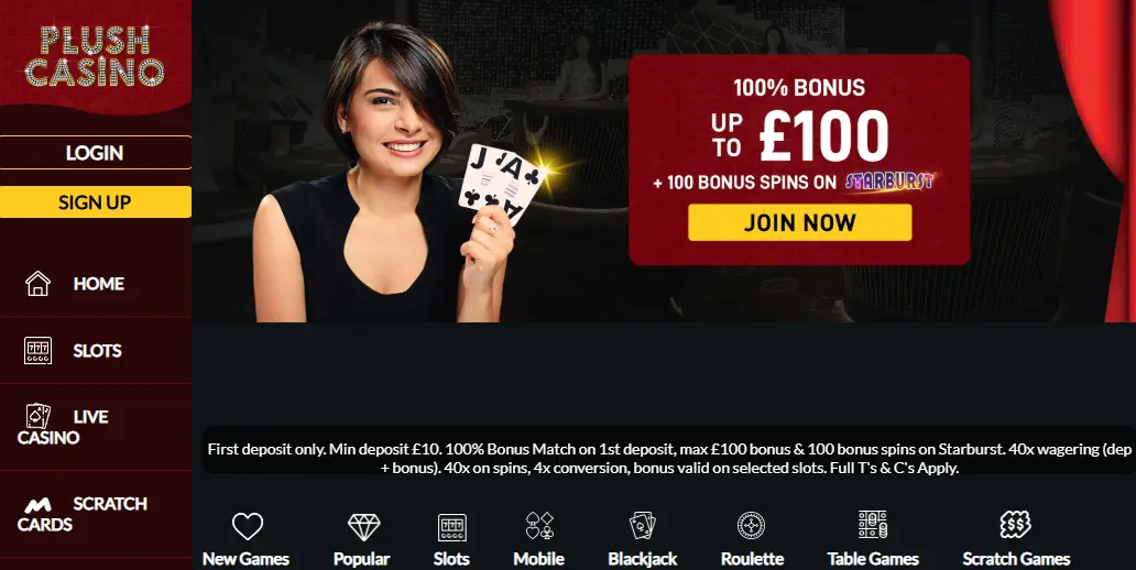 Plush Casino Homepage