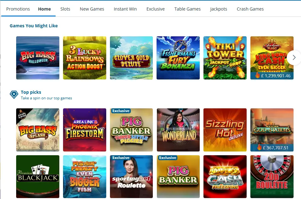 Sporting Bet Casino Games