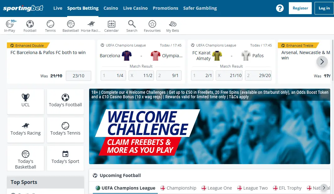 Sporting Bet Homepage