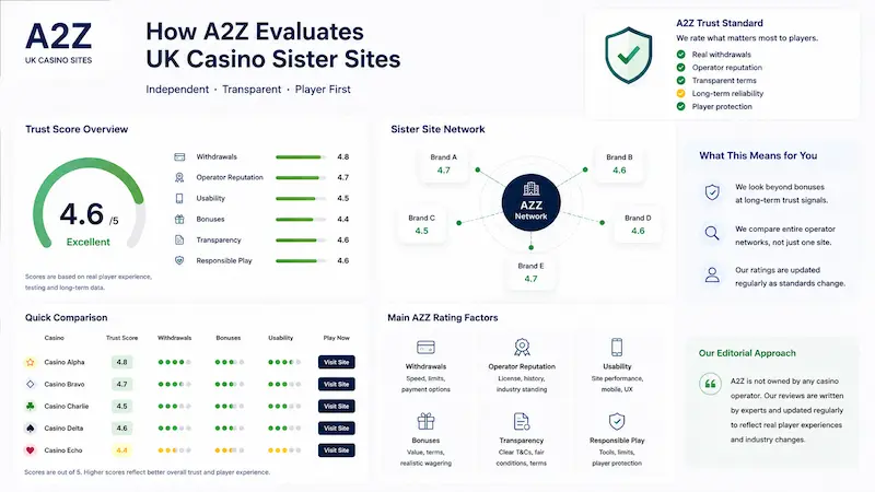 How A2Z Evaluates UK Casino Sister Sites